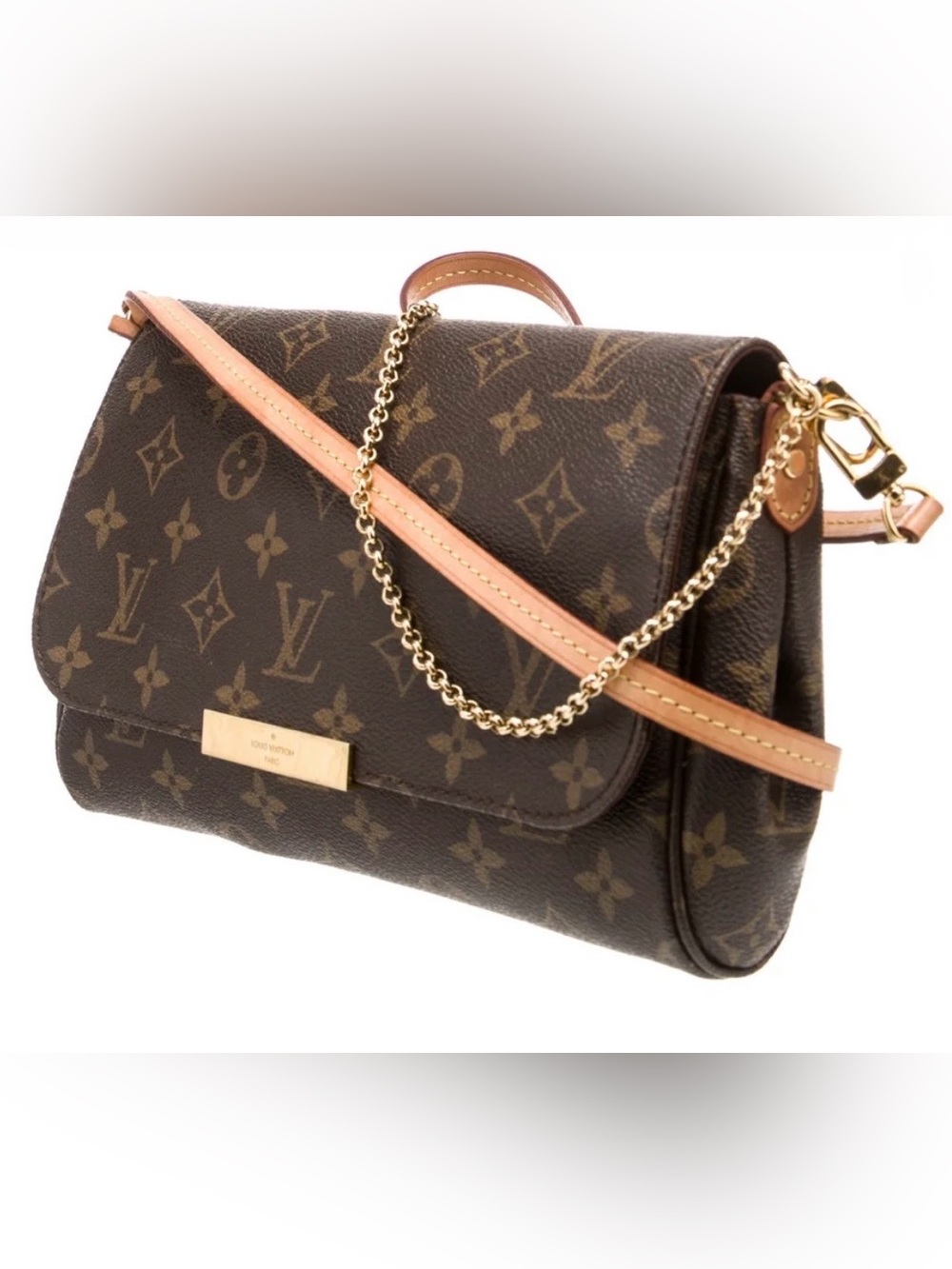 Louis Vuitton Favorite MM Monogram Canvas Shoulder Bag with Gold Chain